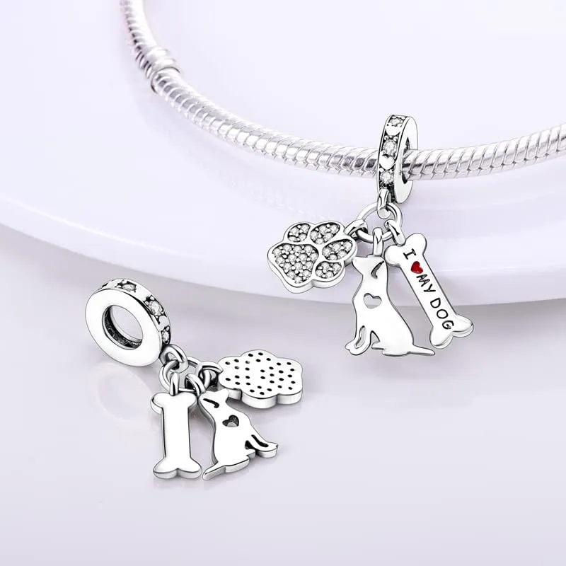 CYCUFF Sterling Silver 925 Dog Bone Charm for European Bracelets and Necklaces - immagine 2