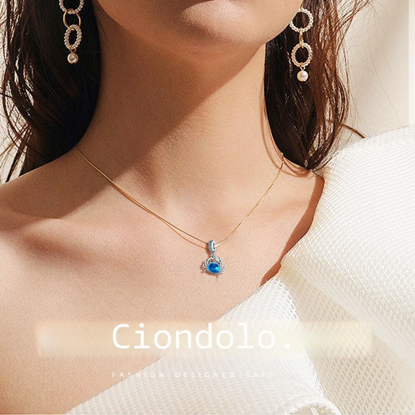NUJIFFY Ciondolo Granchio in Argento Sterling 925 per Bracciale e Collana - immagine 2