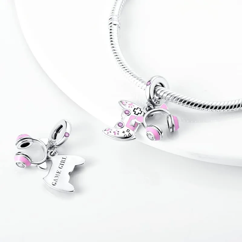CYCUFF Sterling Silver 925 Charms for European Bracelets and Necklaces (Charms Game Girl) - immagine 2