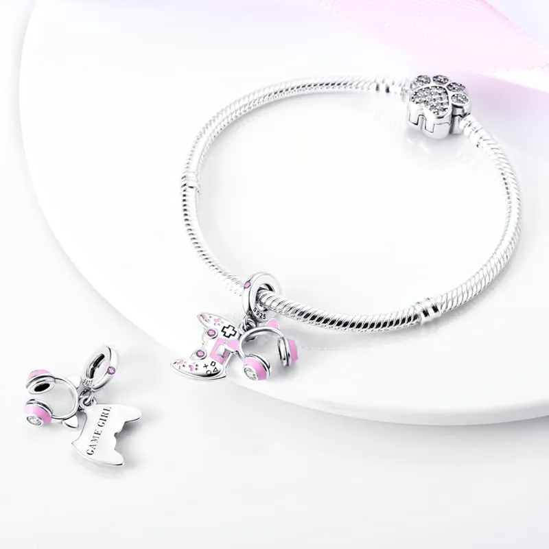 CYCUFF Sterling Silver 925 Charms for European Bracelets and Necklaces (Charms Game Girl) - immagine 3