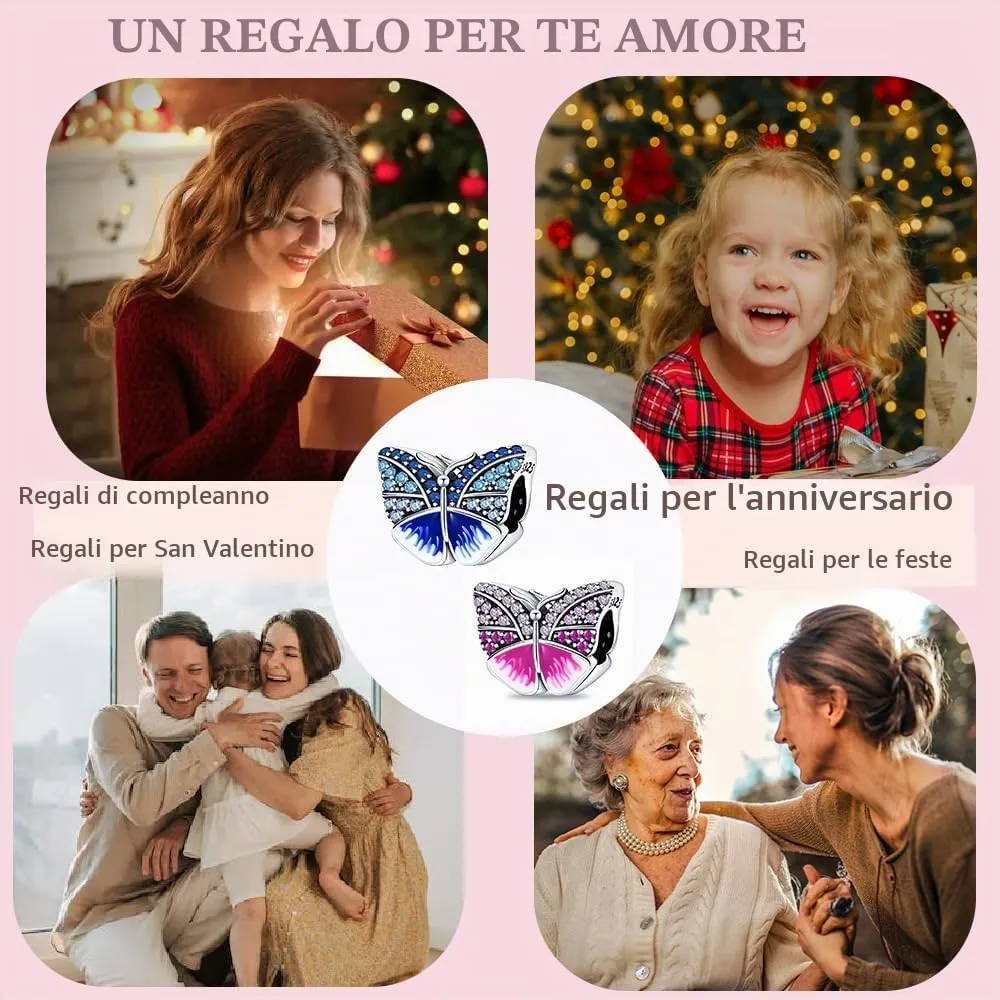 LNQOBU Ciondolo in Argento Sterling 925 con Zircone 5A per Bracciali e Collane Europei da Donna - immagine 6