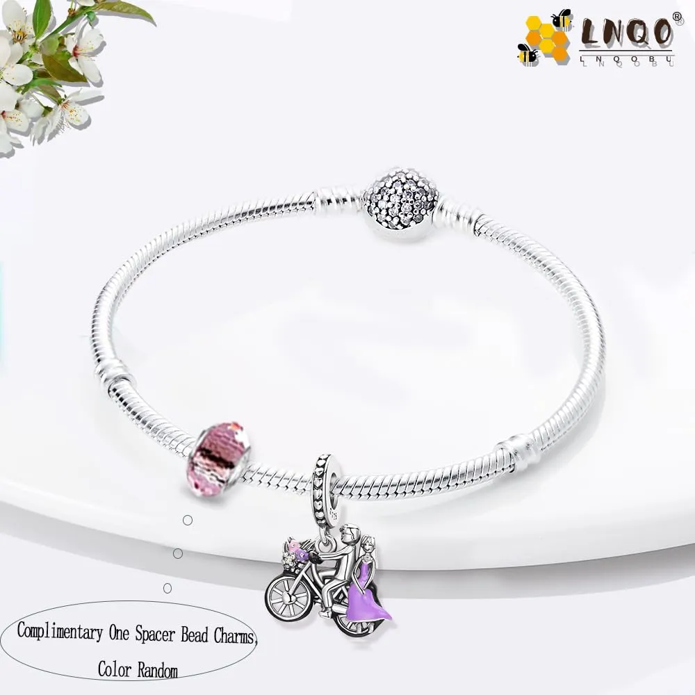 LNQOBU Ciondolo in Argento Sterling 925 con Zircone 5A per Bracciali e Collane Europei da Donna - immagine 2