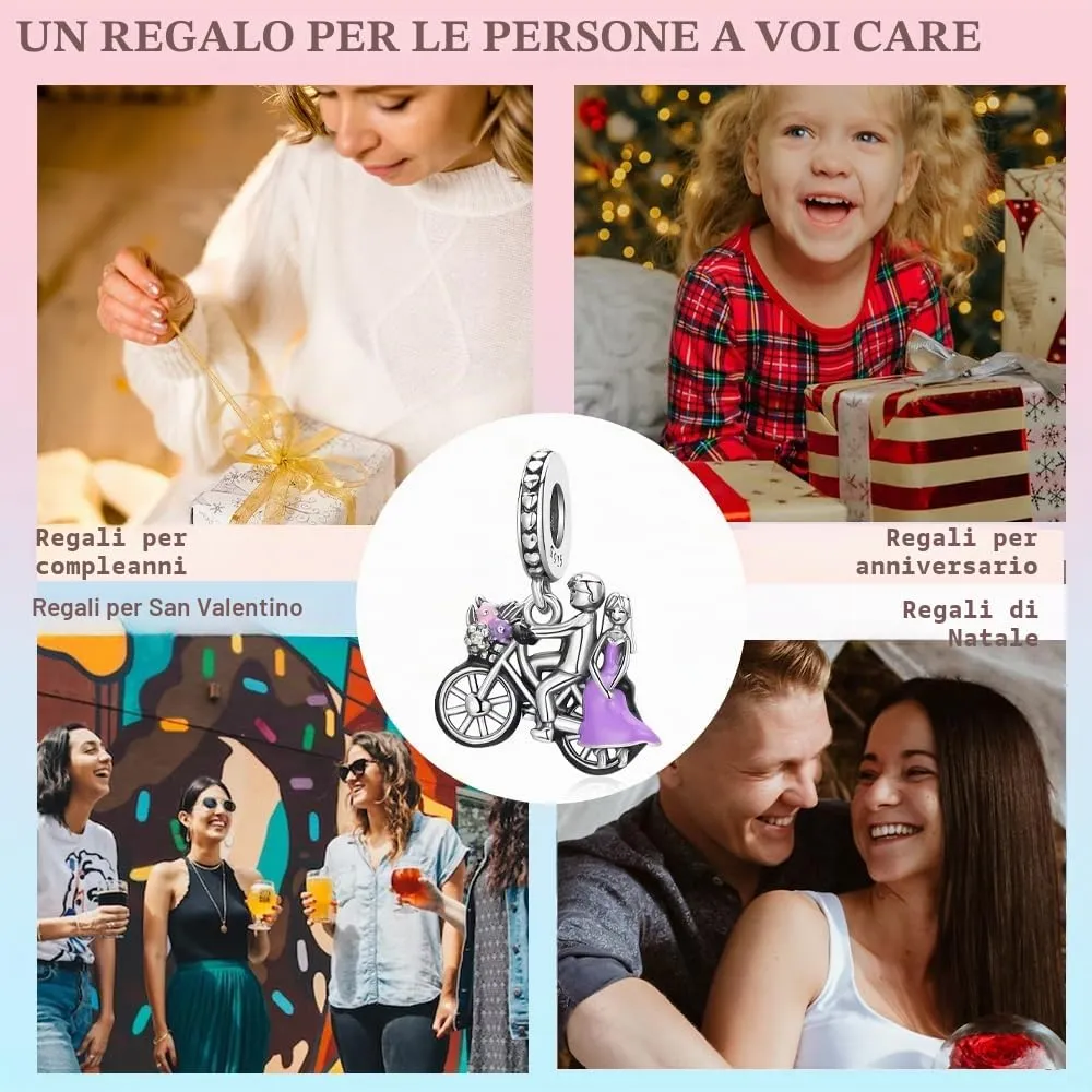 LNQOBU Ciondolo in Argento Sterling 925 con Zircone 5A per Bracciali e Collane Europei da Donna - immagine 5