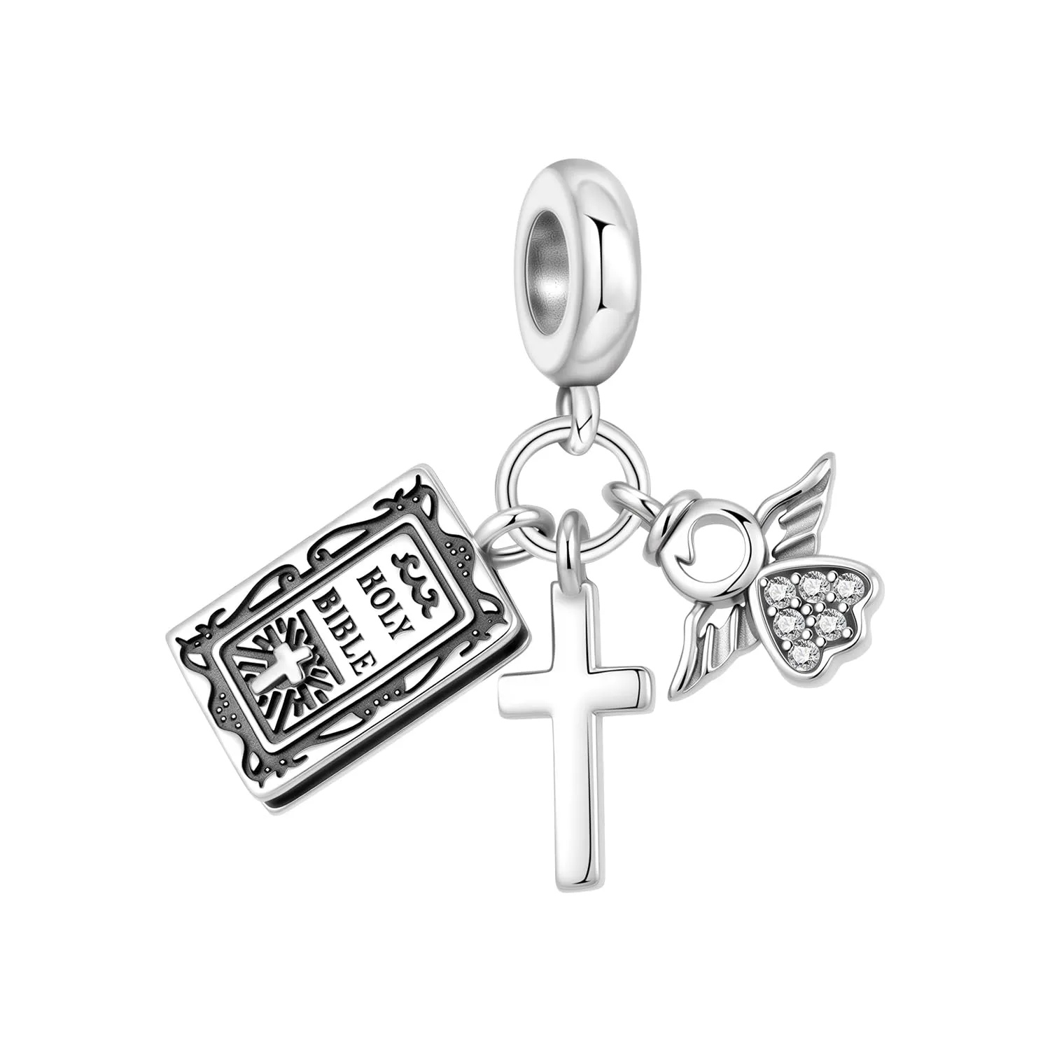 CYCUFF Sterling Silver 925 Bible Cross Charm for European Bracelets and Necklaces - immagine 1