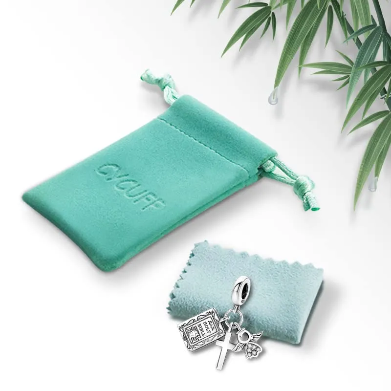 CYCUFF Sterling Silver 925 Bible Cross Charm for European Bracelets and Necklaces - immagine 6