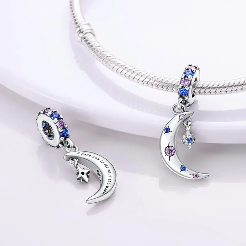 KUNSIR Bead Charm in Argento Sterling 925 con Cubic Zirconia per Braccialetti e Collane Europei - immagine 2