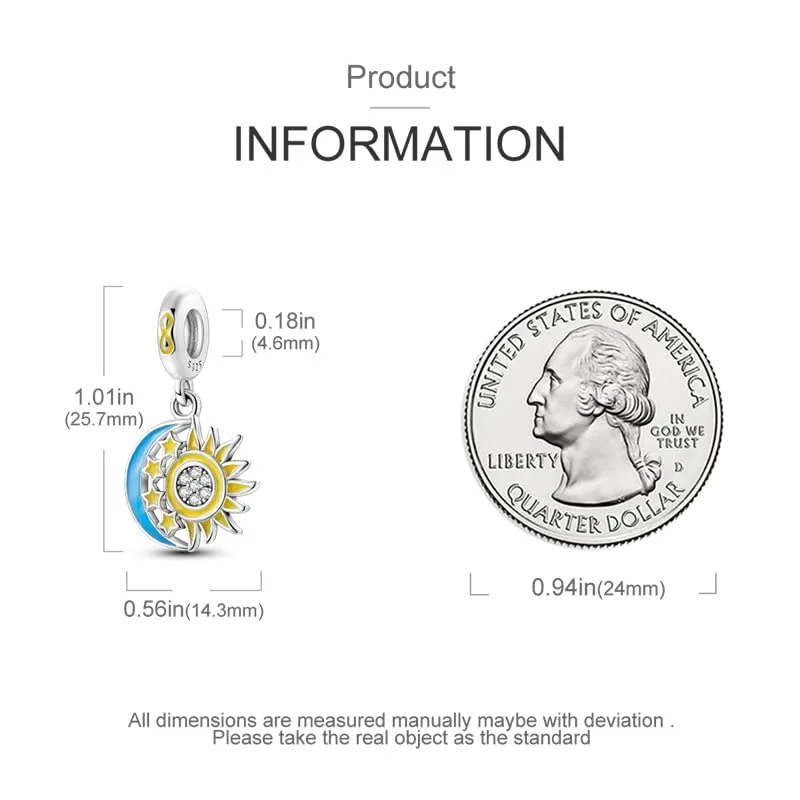 KUNSIR Ciondolo in Argento Sterling 925 con Cubic Zirconia per Braccialetti e Collane Europei - immagine 6