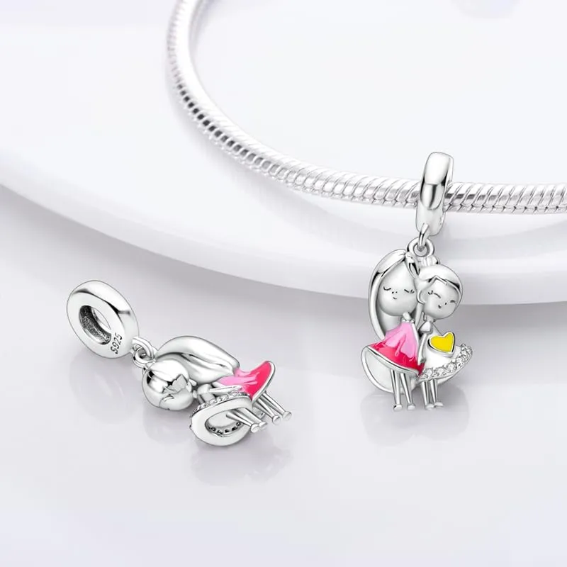 KUNSIR Bead Charm in Argento Sterling 925 con Cubic Zirconia, compatibile con braccialetti e collane europei - immagine 2