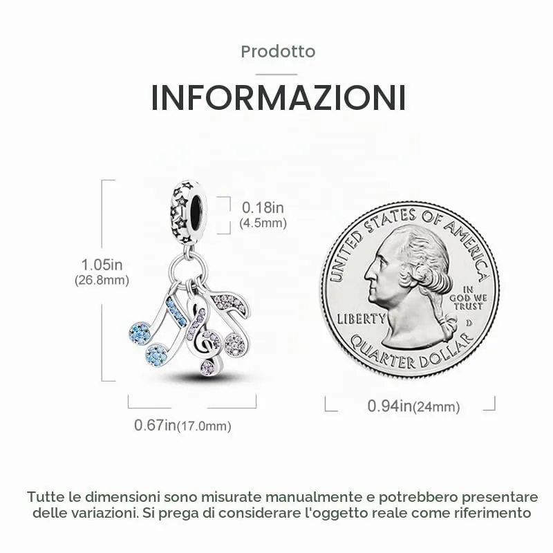 KUNSIR Ciondolo in Argento Sterling 925 con Cubic Zirconia per Braccialetti e Collane Europei - immagine 5