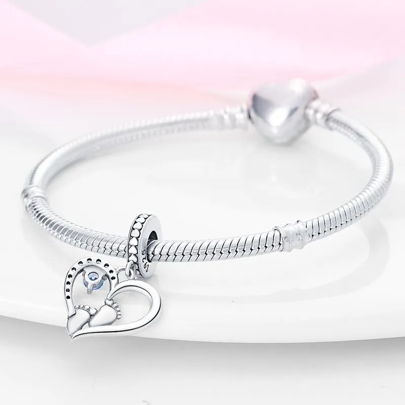 KUNSIR Bead Charm in Argento Sterling 925 con Cubic Zirconia, Compatibile con Braccialetti e Collane Europei - immagine 3