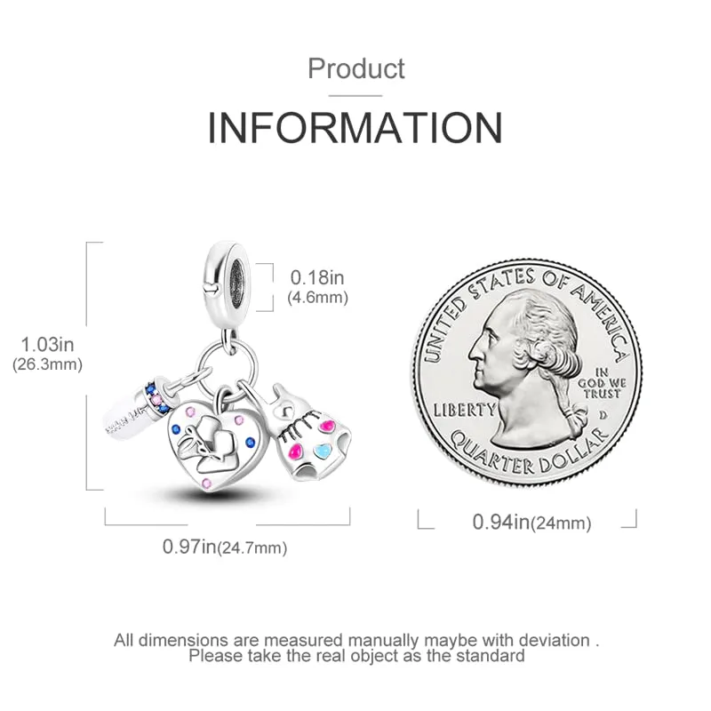KUNSIR Bead Charm in Argento Sterling 925 con Cubic Zirconia, Compatibile con Braccialetti e Collane Europei - immagine 5