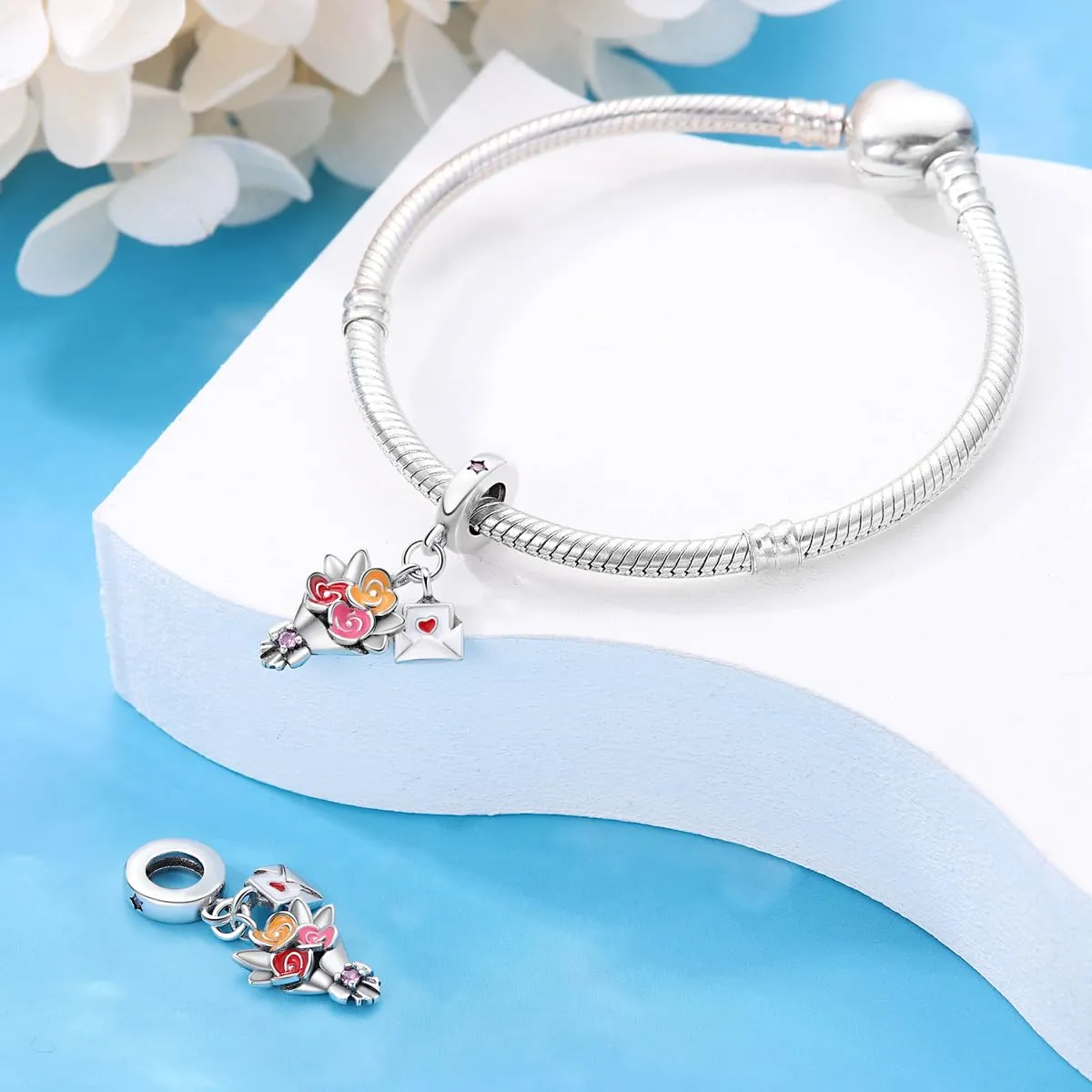 KUNSIR Bead Charm Ciondolo Argento Sterling 925 con Cubic Zirconia per Braccialetti e Collane Europei - immagine 3
