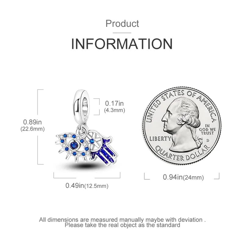 KUNSIR Ciondolo in Argento Sterling 925 con Cubic Zirconia per Braccialetti e Collane Europei - immagine 5