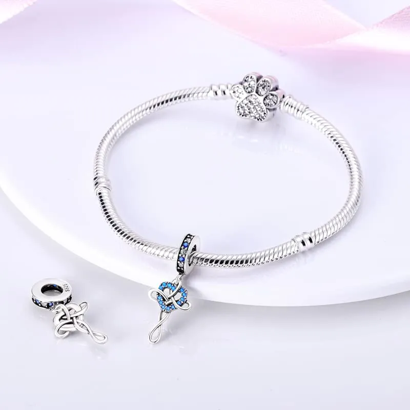 KUNSIR Bead Charm in Argento Sterling 925 con Cubic Zirconia, Compatibile con Braccialetti e Collane Europei - immagine 3