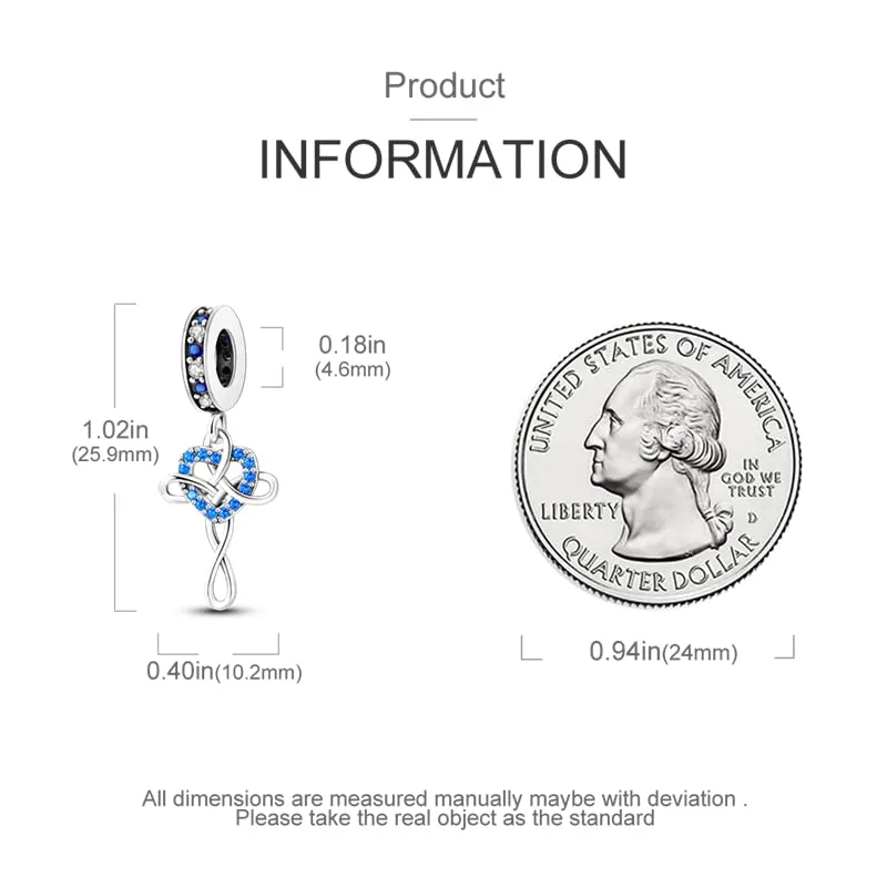 KUNSIR Bead Charm in Argento Sterling 925 con Cubic Zirconia, Compatibile con Braccialetti e Collane Europei - immagine 5