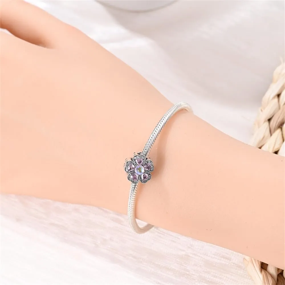 KUNSIR Bead Charm in Argento Sterling 925 con Cubic Zirconia per Braccialetti e Collane Europei - immagine 4
