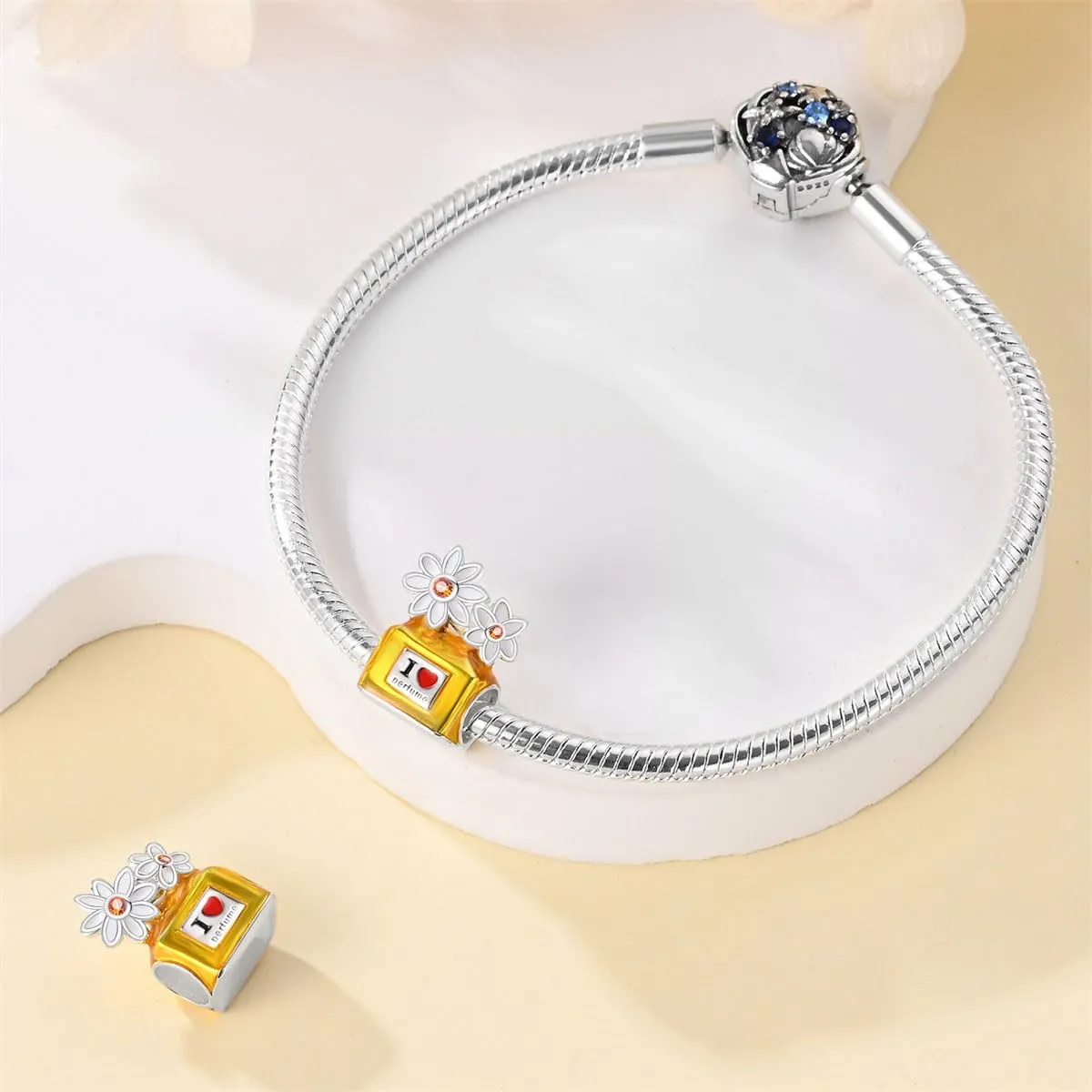 KUNSIR Ciondolo in Argento Sterling 925 con Cubic Zirconia per Braccialetti e Collane Europei - immagine 3