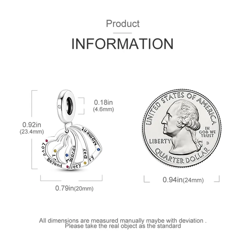 KUNSIR Ciondolo in Argento Sterling 925 con Cubic Zirconia per Braccialetti e Collane Europei - immagine 6