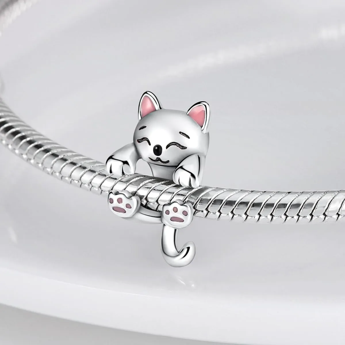 CYCUFF Sterling Silver 925 Kitten Bead Charm for European Bracelets and Necklaces - immagine 2
