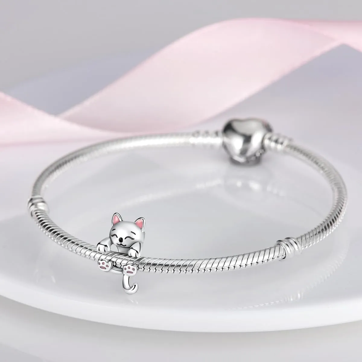 CYCUFF Sterling Silver 925 Kitten Bead Charm for European Bracelets and Necklaces - immagine 3