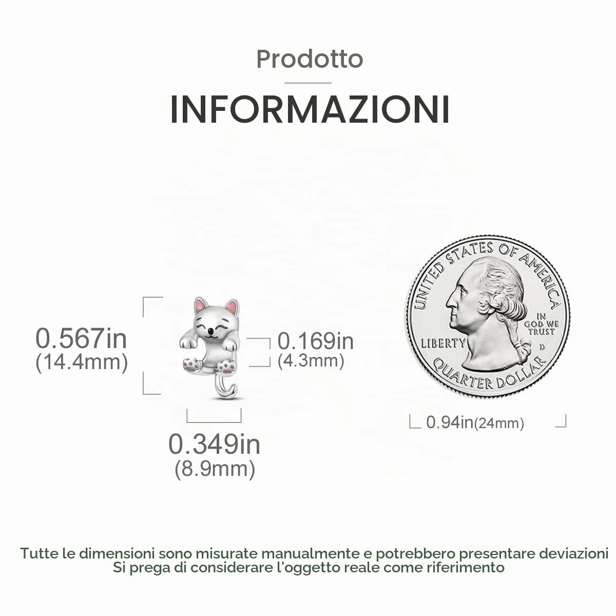 CYCUFF Sterling Silver 925 Kitten Bead Charm for European Bracelets and Necklaces - immagine 5