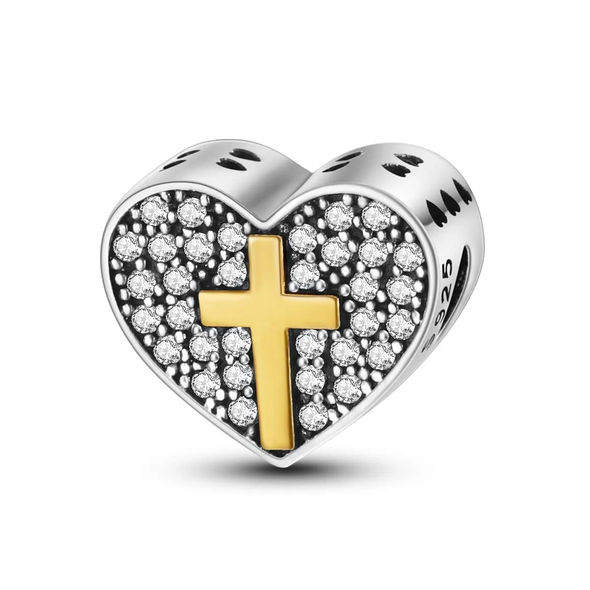 CYCUFF 925 Sterling Silver Peach Heart Bead Charm for European Bracelets and Necklaces - immagine 1
