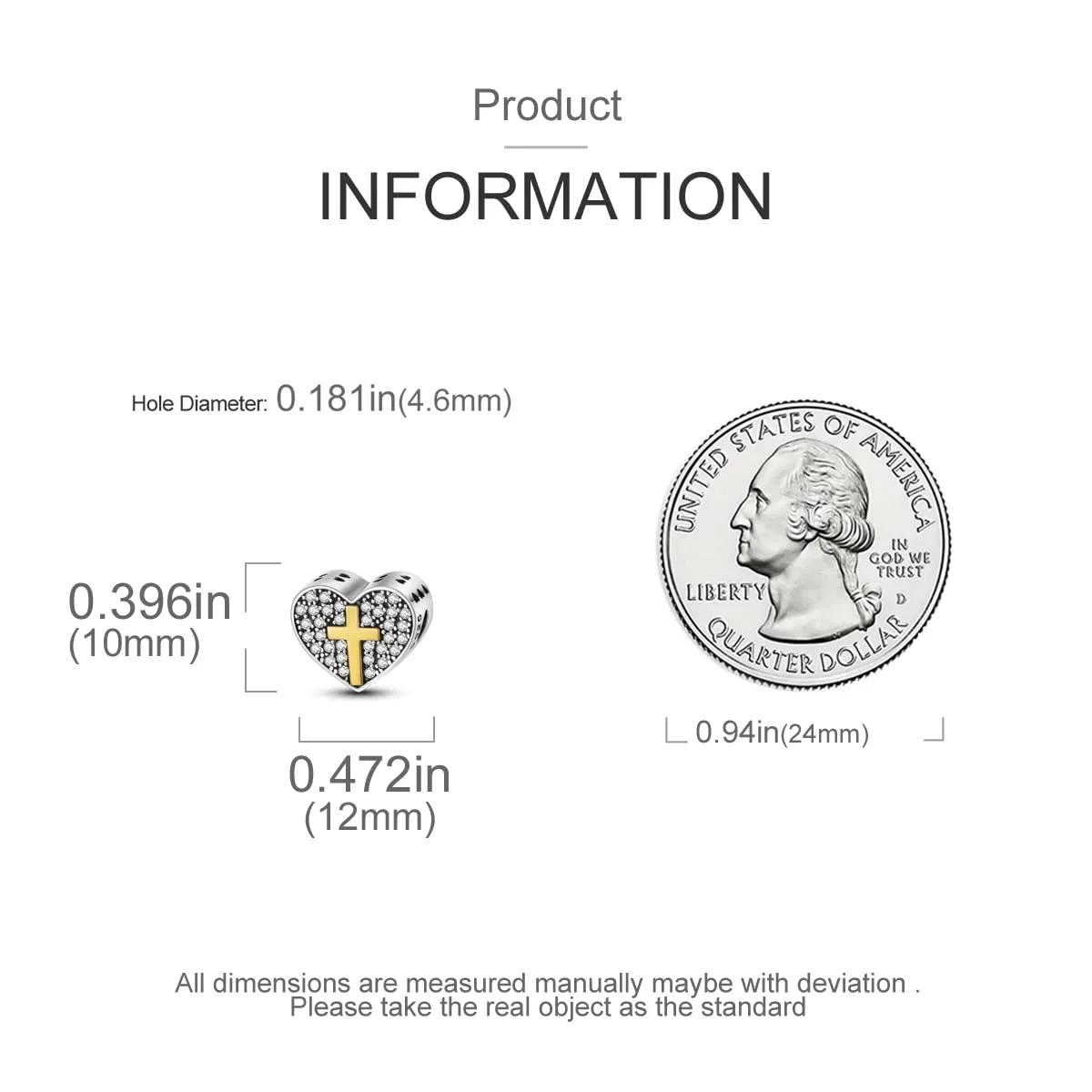 CYCUFF 925 Sterling Silver Peach Heart Bead Charm for European Bracelets and Necklaces - immagine 4