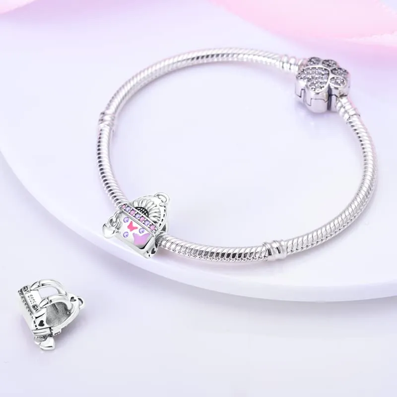 KUNSIR Ciondolo in Argento Sterling 925 con Cubic Zirconia, Compatibile con Braccialetti e Collane Europei - immagine 3