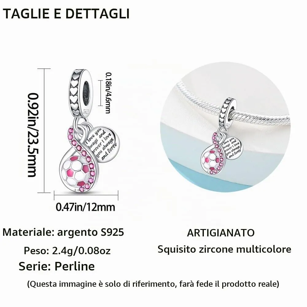 LNQOBU Charm Bead Ciondolo Donna Argento Sterling 925 - immagine 4