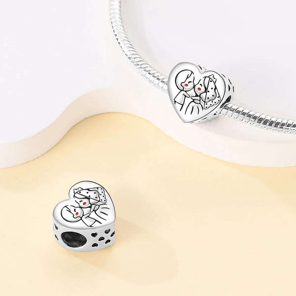 KUNSIR Ciondolo in Argento Sterling 925 con Cubic Zirconia per Braccialetti e Collane Europei - immagine 2