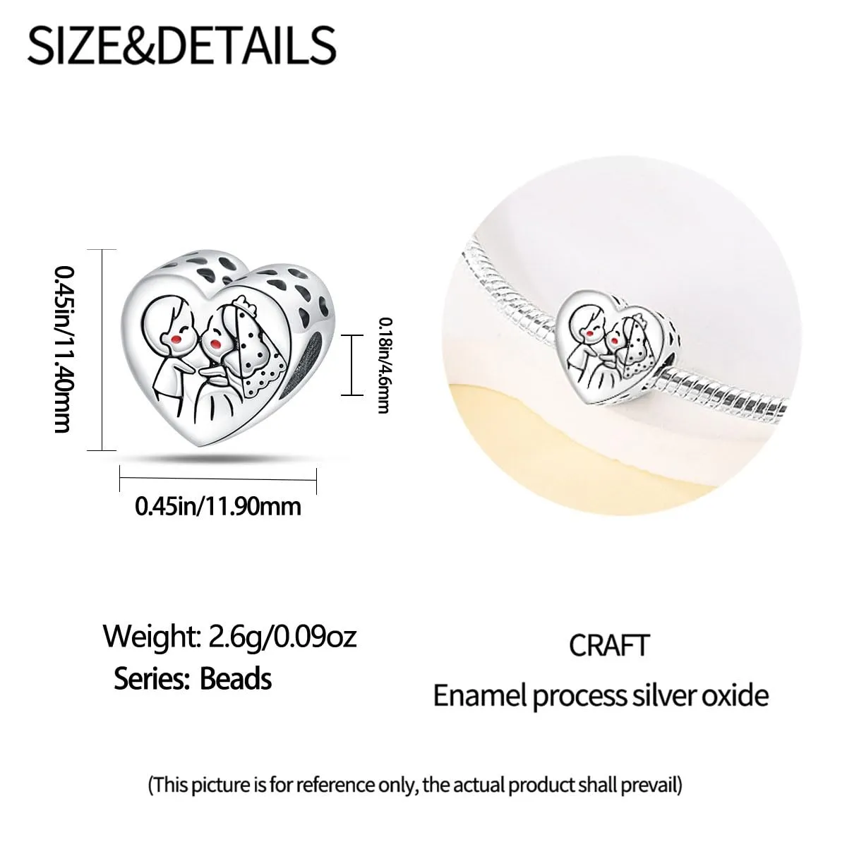KUNSIR Ciondolo in Argento Sterling 925 con Cubic Zirconia per Braccialetti e Collane Europei - immagine 5