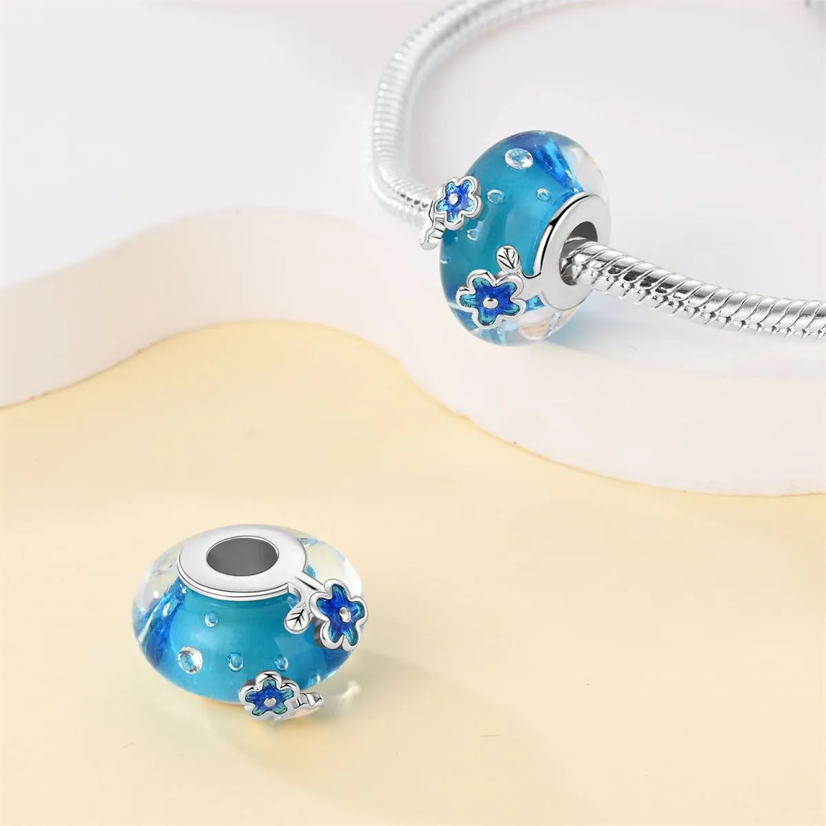 KUNSIR Bead Charm in Argento Sterling 925 con Cubic Zirconia per Braccialetti e Collane Europei - immagine 2