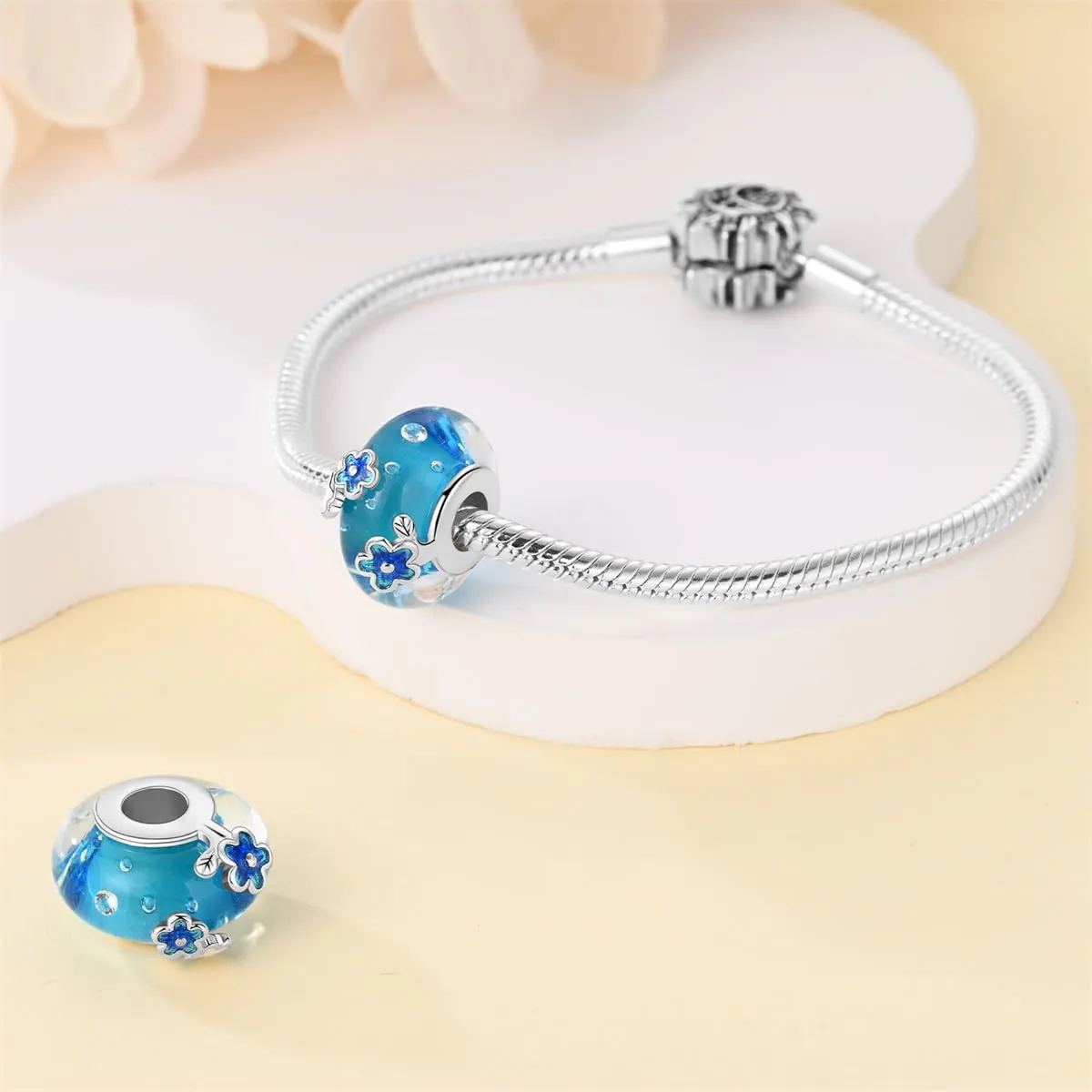 KUNSIR Bead Charm in Argento Sterling 925 con Cubic Zirconia per Braccialetti e Collane Europei - immagine 3