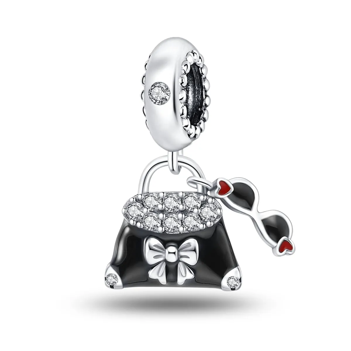 KUNSIR Bead Charm in Argento Sterling 925 con Cubic Zirconia, Compatibile con Braccialetti e Collane Europei - immagine 1