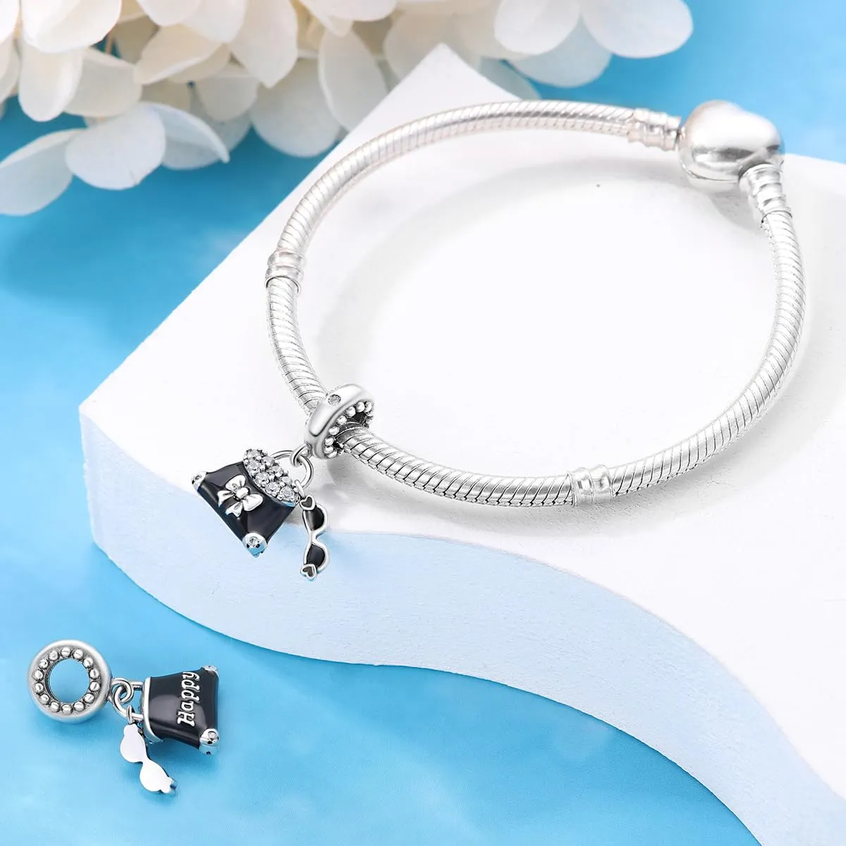 KUNSIR Bead Charm in Argento Sterling 925 con Cubic Zirconia, Compatibile con Braccialetti e Collane Europei - immagine 3