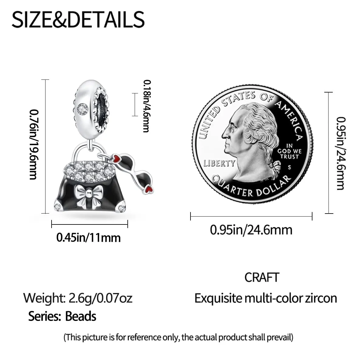 KUNSIR Bead Charm in Argento Sterling 925 con Cubic Zirconia, Compatibile con Braccialetti e Collane Europei - immagine 5