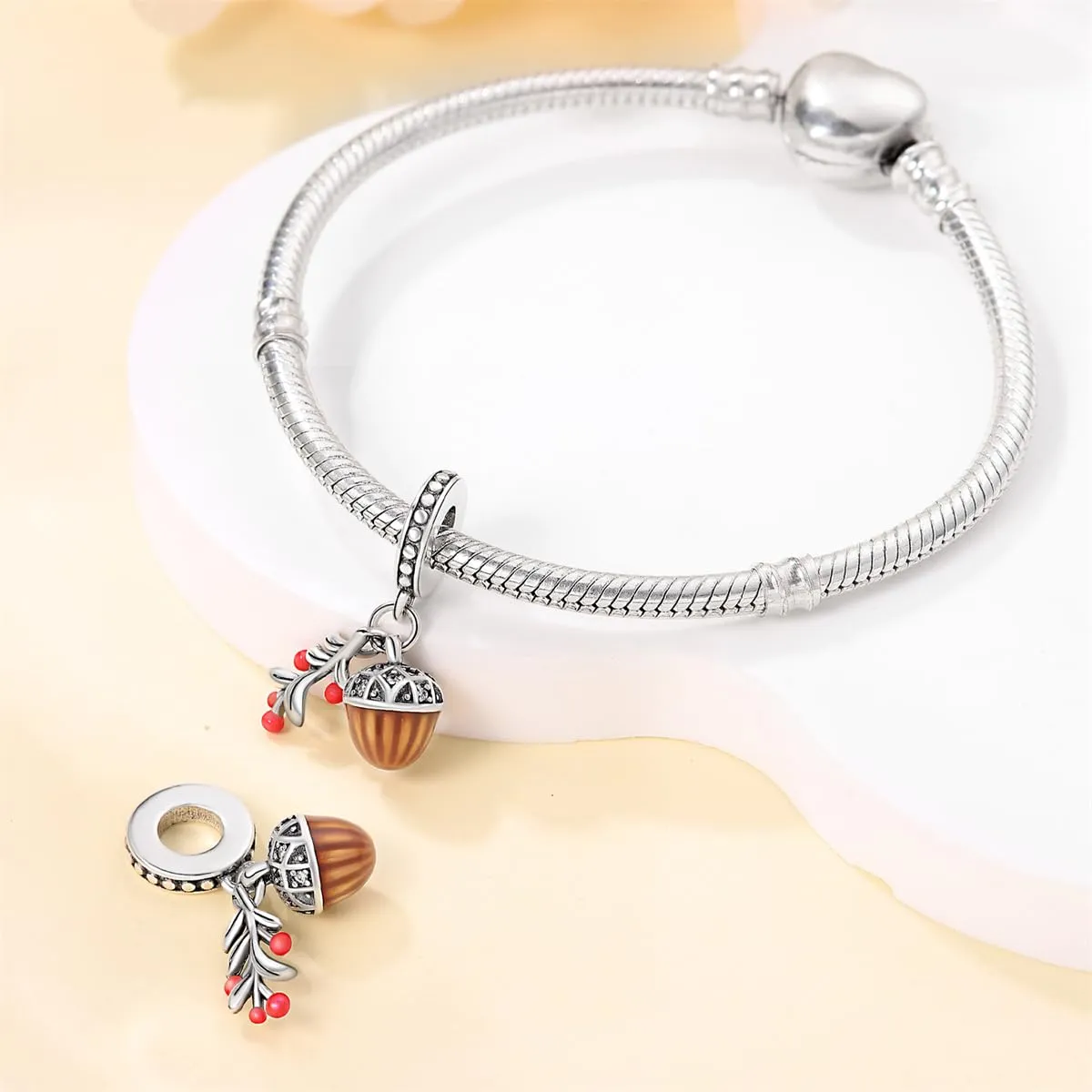 KUNSIR Bead Charm in Argento Sterling 925 con Cubic Zirconia per Braccialetti e Collane Europei - immagine 3