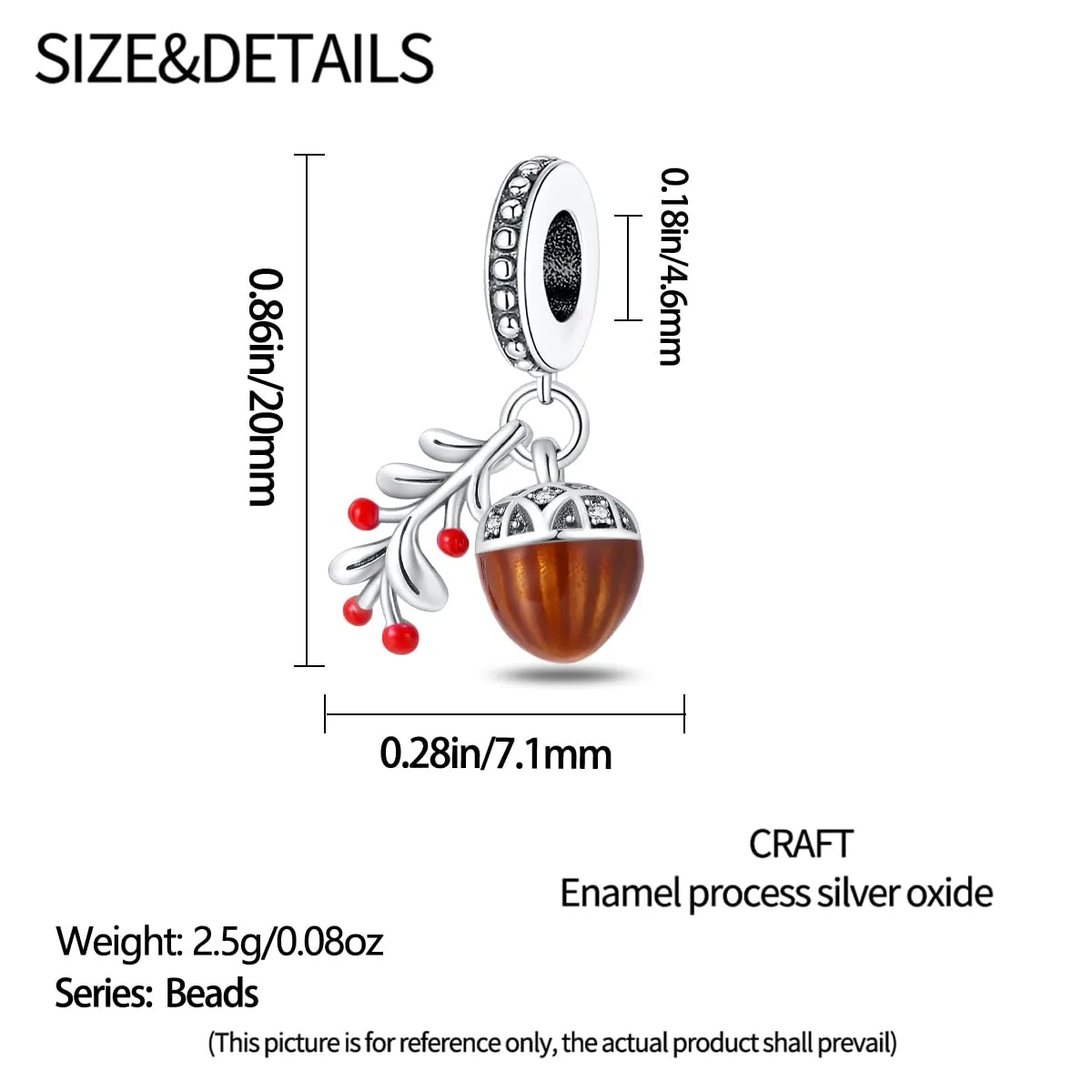 KUNSIR Bead Charm in Argento Sterling 925 con Cubic Zirconia per Braccialetti e Collane Europei - immagine 5