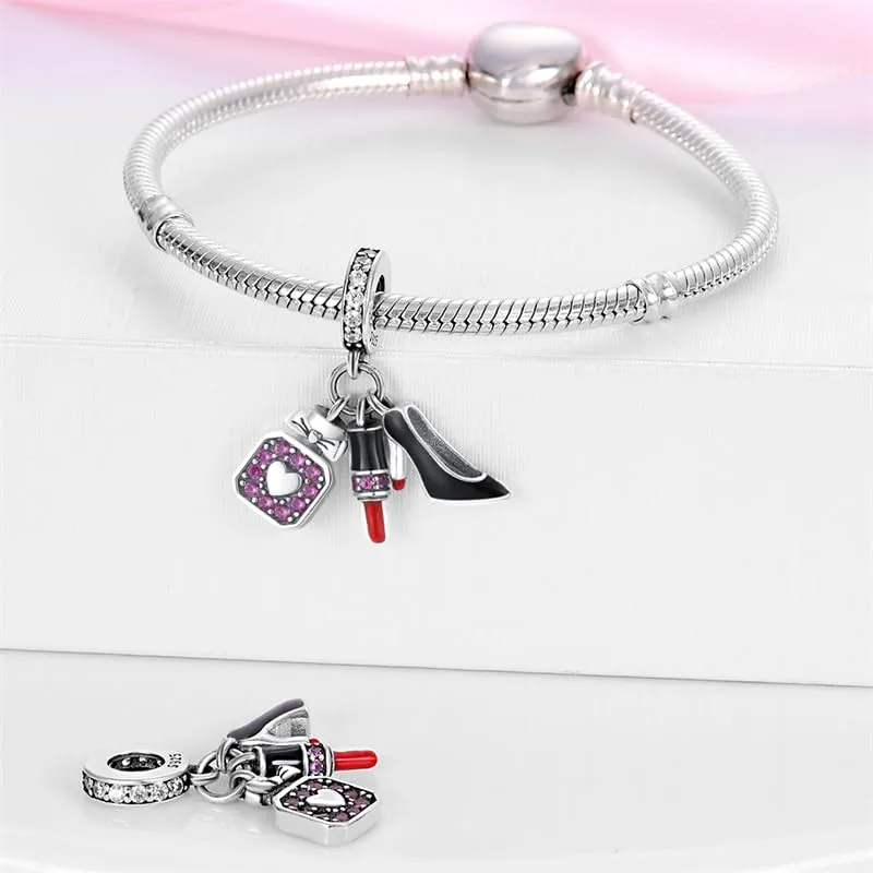 KUNSIR Bead Charm in Argento Sterling 925 con Cubic Zirconia per Braccialetti e Collane Europei - immagine 3