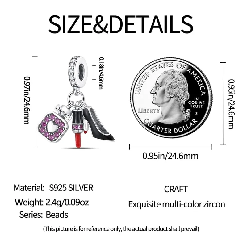 KUNSIR Bead Charm in Argento Sterling 925 con Cubic Zirconia per Braccialetti e Collane Europei - immagine 5