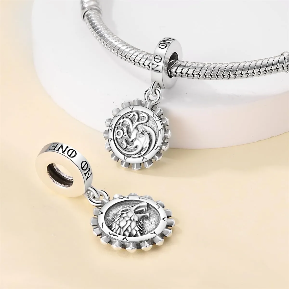 KUNSIR Ciondolo in Argento Sterling 925 con Cubic Zirconia, Compatibile con Braccialetti e Collane Europei - immagine 2