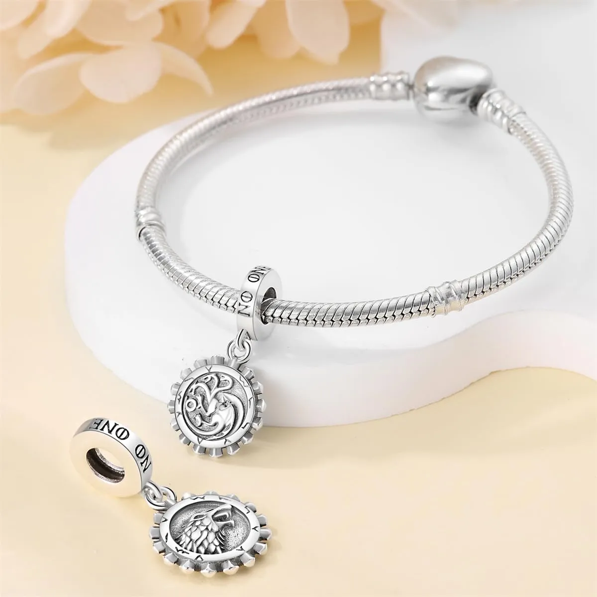 KUNSIR Ciondolo in Argento Sterling 925 con Cubic Zirconia, Compatibile con Braccialetti e Collane Europei - immagine 3
