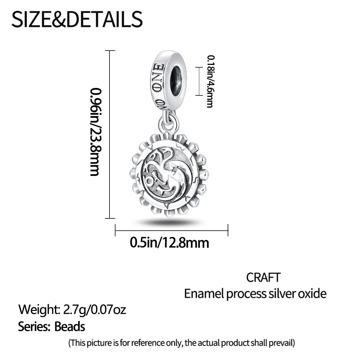 KUNSIR Ciondolo in Argento Sterling 925 con Cubic Zirconia, Compatibile con Braccialetti e Collane Europei - immagine 5