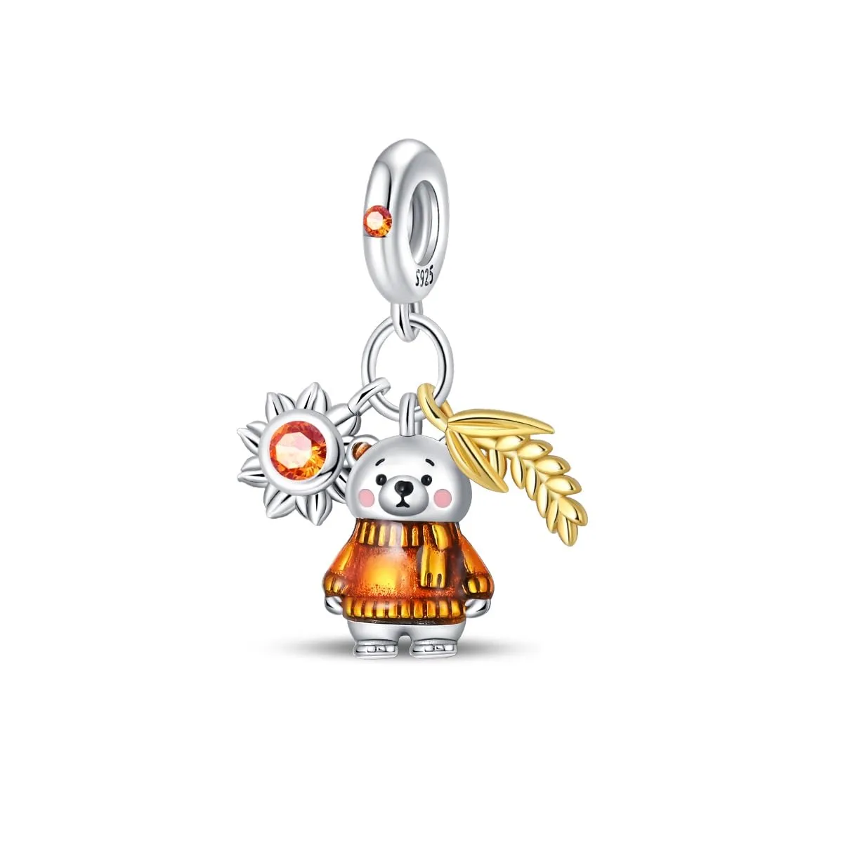 KUNSIR Ciondolo in Argento Sterling 925 con Cubic Zirconia per Braccialetti e Collane Europei - immagine 1