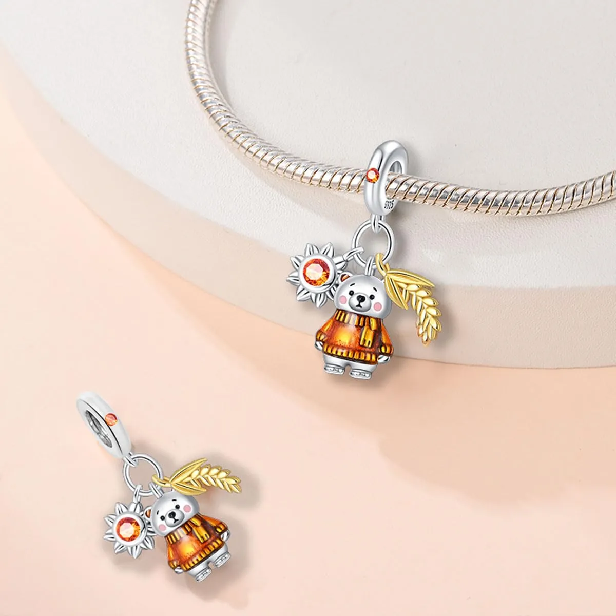KUNSIR Ciondolo in Argento Sterling 925 con Cubic Zirconia per Braccialetti e Collane Europei - immagine 2