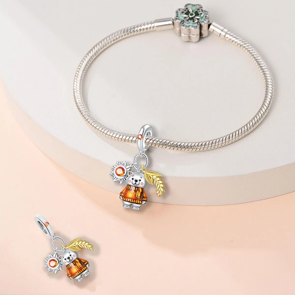 KUNSIR Ciondolo in Argento Sterling 925 con Cubic Zirconia per Braccialetti e Collane Europei - immagine 3