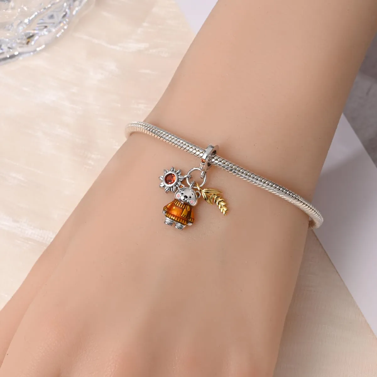 KUNSIR Ciondolo in Argento Sterling 925 con Cubic Zirconia per Braccialetti e Collane Europei - immagine 4