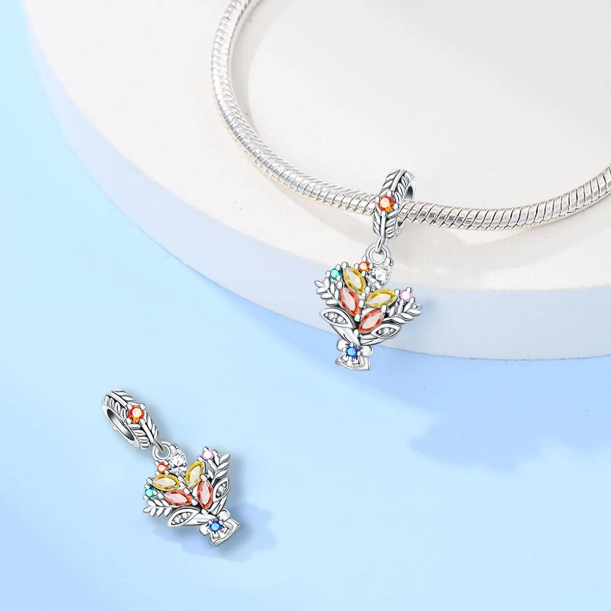 KUNSIR Ciondolo in Argento Sterling 925 con Cubic Zirconia per Braccialetti e Collane Europei - immagine 2