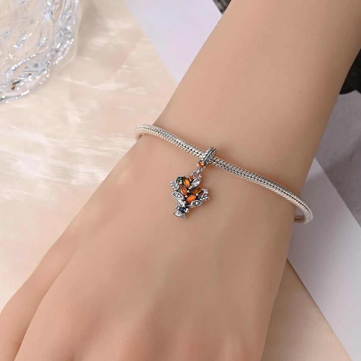 KUNSIR Ciondolo in Argento Sterling 925 con Cubic Zirconia per Braccialetti e Collane Europei - immagine 4