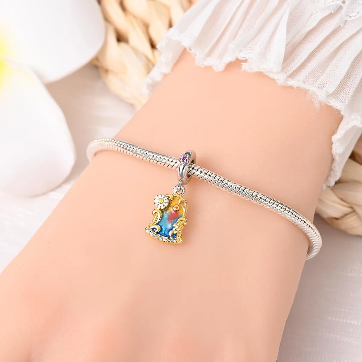 KUNSIR Bead Charm in Argento Sterling 925 con Cubic Zirconia per Braccialetti e Collane Europei - immagine 4